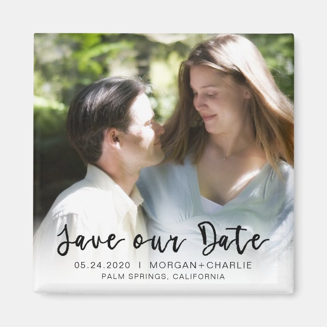 Photo Overlay Typography Save the Date Magnet (Front)