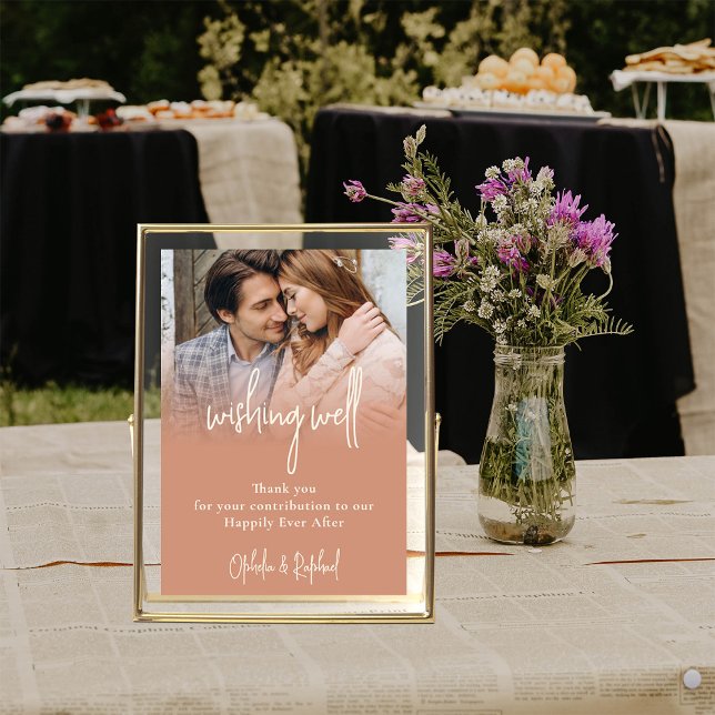 Photo Overlay Wishing Well Wedding Terracotta Poster (Available printed or as a printable digital download, Frame is for illustrative purposes only)