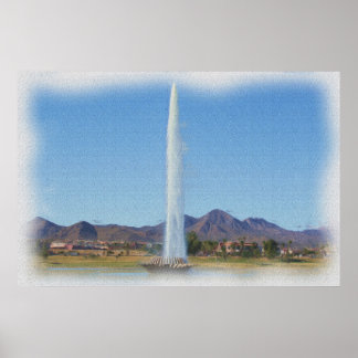 Photo painting of Fountain in Fountain Hills, Az Poster