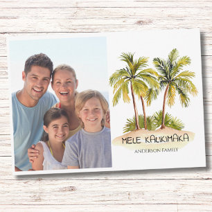 Photo Palm Tree Mele Kalikimaka Christmas  Holiday Card