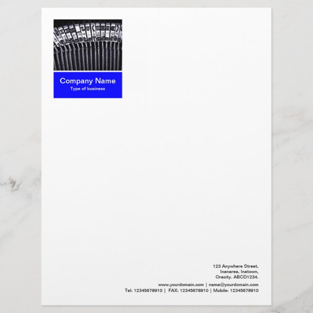 Photo Panel - Blue - Typewriter Letterhead (Front)