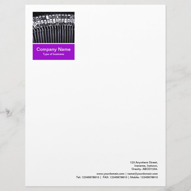 Photo Panel - Purple - Typewriter Letterhead Design (Front)