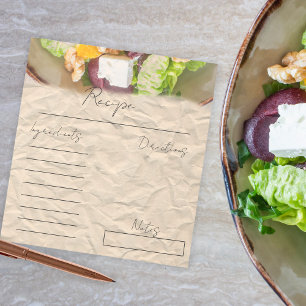 Photo Paper Blank Sheet Cooking Recipe Card Notepad