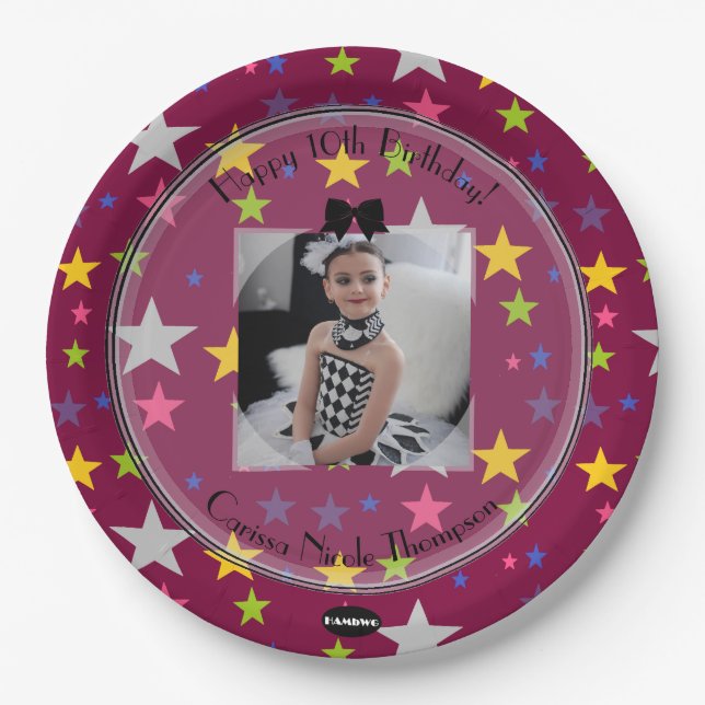Photo Paper Plate Stars Birthday Plate HAMbWG (Front)