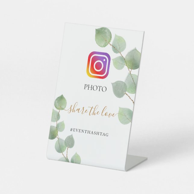 Photo party Instagram hashtag eucalyptus  Pedestal Sign (Front)