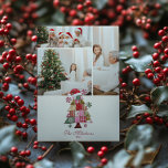 Photo Patchwork Christmas Tree Preppy Holiday Card<br><div class="desc">Celebrate the holidays with preppy charm and cosy handmade flair. This festive design features a patchwork Christmas tree made of quilted patterns, snowflakes, and a Santa hat — blending nostalgia with modern holiday style. Perfect for Christmas parties, family gatherings, or festive soirées with a touch of homespun warmth. Easily customise...</div>
