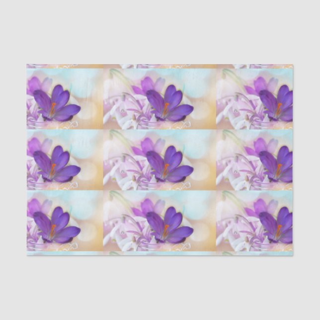 Photo Pattern of a Pretty Purple Spring Crocus Tissue Paper (Front)
