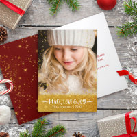 Photo Peace Love Joy Quote Script Gold Star Modern