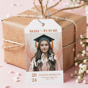  Photo Peach Fuzz Seize the Future Graduation  Gift Tags