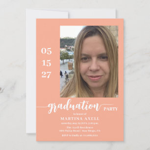 Photo Peach Graduation Party Invitation