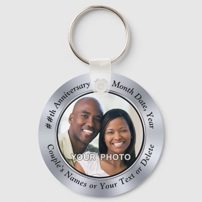 Photo Personalise 10 Year Anniversary Party Favour Key Ring (Front)
