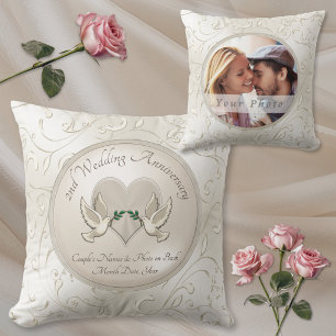 Photo Personalise Cotton Gifts for 2nd Anniversary Cushion