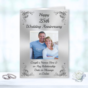 Photo, Personalised 25th Wedding Anniversary Cards