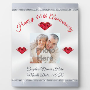 Photo Personalised 40 Years of Marriage Gift Plaque