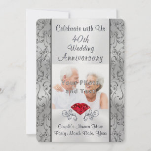 Photo, Personalised 40th Anniversary Invitations