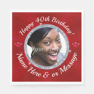 Photo, Personalised 40th Birthday Napkins for Her