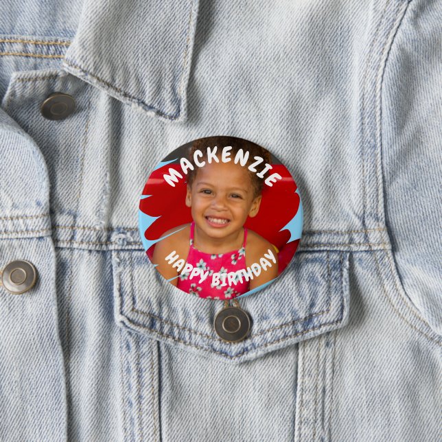 Photo Personalised Birthday 7.5 Cm Round Badge (In Situ)