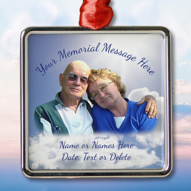 Photo Personalised Christmas in Heaven Ornament (Memorial Christmas Ornaments for Dad. Memorial christmas ornament with picture, of parents, mom, dad)