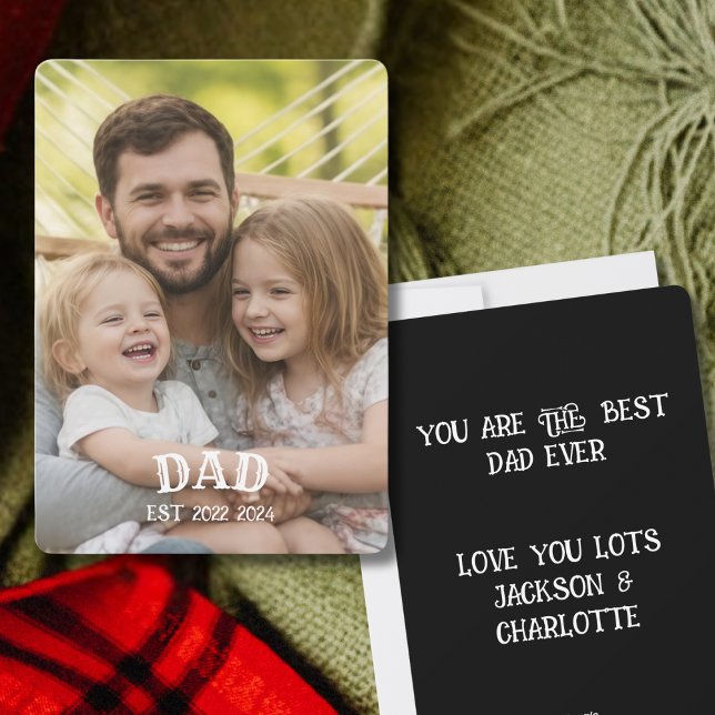 Photo Personalised Dad Est  Holiday Card (Creator Uploaded)