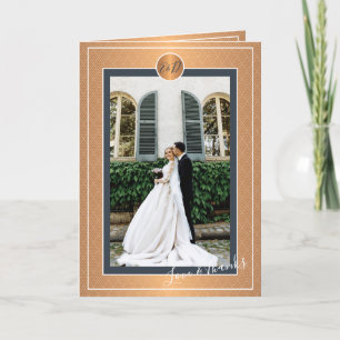 Photo personalised elegant navy gold wedding thank you card