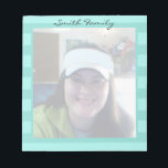 Photo Personalised Family Name Notepad<br><div class="desc">One square photo upload. Easy to use template. Just type in your own family name to make it your own. Colour Stripe design with other colours available. Great for custom office,  school,  or personal stationery.</div>