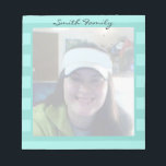 Photo Personalised Family Name Notepad<br><div class="desc">One square photo upload. Easy to use template. Just type in your own family name to make it your own. Colour Stripe design with other colours available. Great for custom office,  school,  or personal stationery.</div>