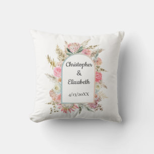 Photo Personalised Floral Boho Wedding Gift Cushion