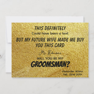 Photo Personalised Funny Modern Gold Groomsmen Invitation