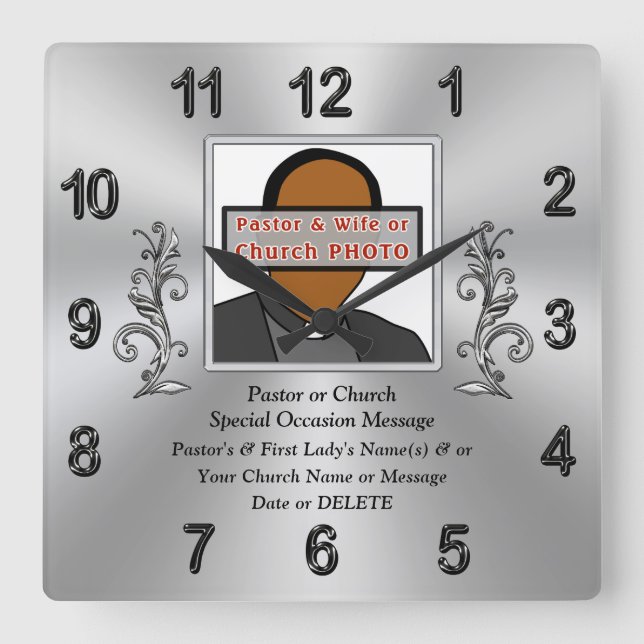 Photo Personalised Gift for Pastor and Wife, CLOCK (Front)