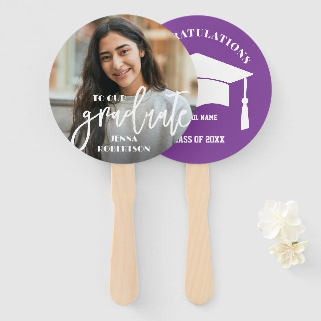 Photo Personalised Graduate Hand Fan (Front and Back)