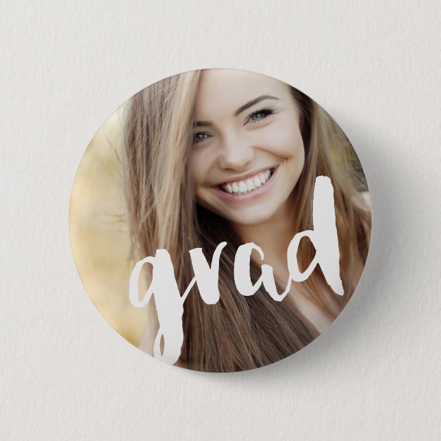 Photo Personalised Modern Grad Celebration 6 Cm Round Badge (Front)
