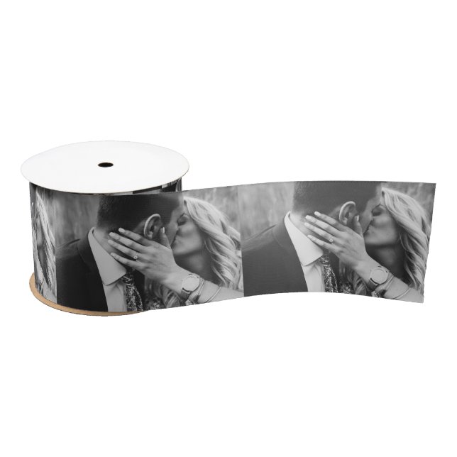 Photo Personalised Modern Wedding Engagement  Satin Ribbon (Spool)