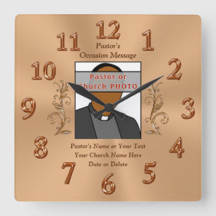 Photo, Personalised Pastor Anniversary Gift Ideas Square Wall Clock