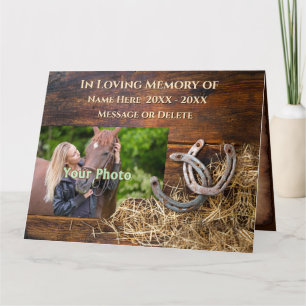 Photo Personalised Rustic, Horse Sympathy Cards