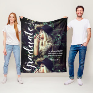 Photo Personalised Text Graduate Bible Scripture   Fleece Blanket