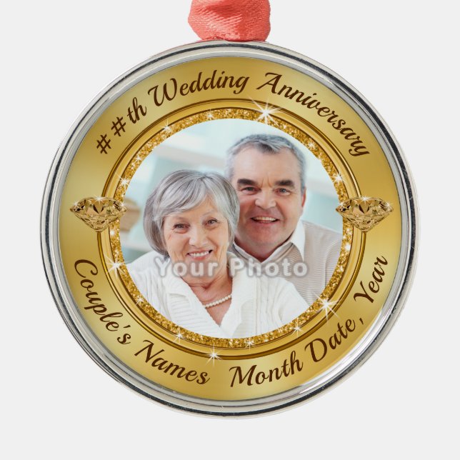 Photo Personalised, Wedding Anniversary Ornaments (Front)