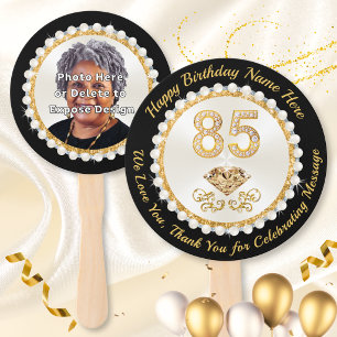Photo Personalize, Party Favors for 85th Birthday, Hand Fan