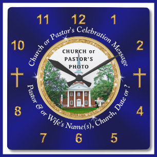 Photo, Personalized, Christian Gifts for Pastors Square Wall Clock