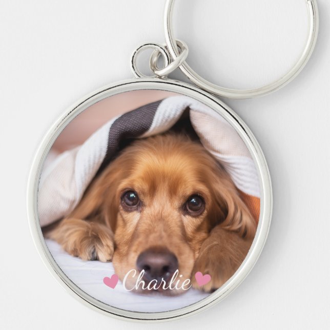 Photo Personalized Name Pet  Key Ring (Front)