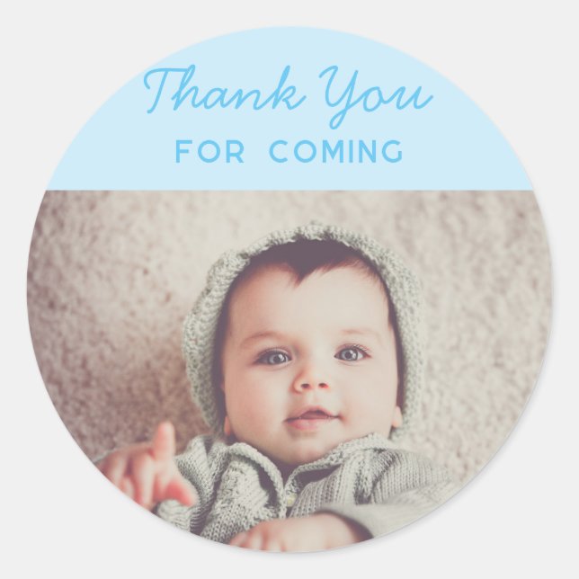 photo personalized thank you for coming birthday classic round sticker (Front)