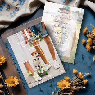 Photo Pet Funny Couple Engagement Party Invitation