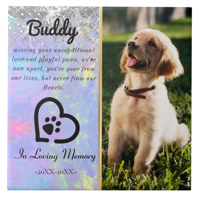 Photo Pet Loss Memorial Dog | Cat Sympathy Ceramic Tile (Front)