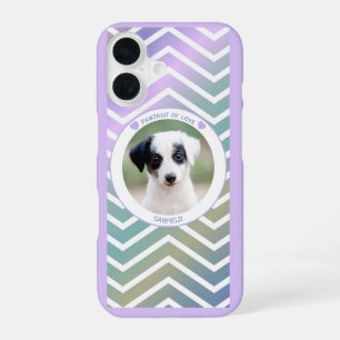 photo pet lovers modern stripes love dogs iPhone 16 case