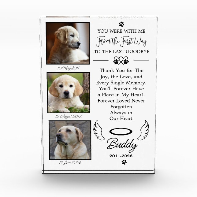 Photo Pet Memorial Remembrance Keepsake  Block (Front)