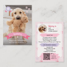 Photo Pet Trading Card, QR Code Therapy Dog