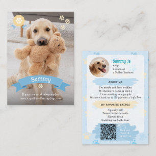 Photo Pet Trading Card, QR Code Therapy Dog Calling Card