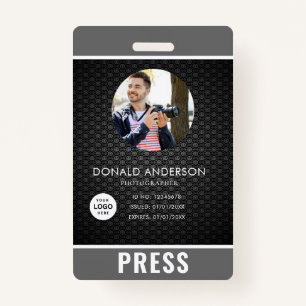 Photo Photographer Press Badge ID Badge