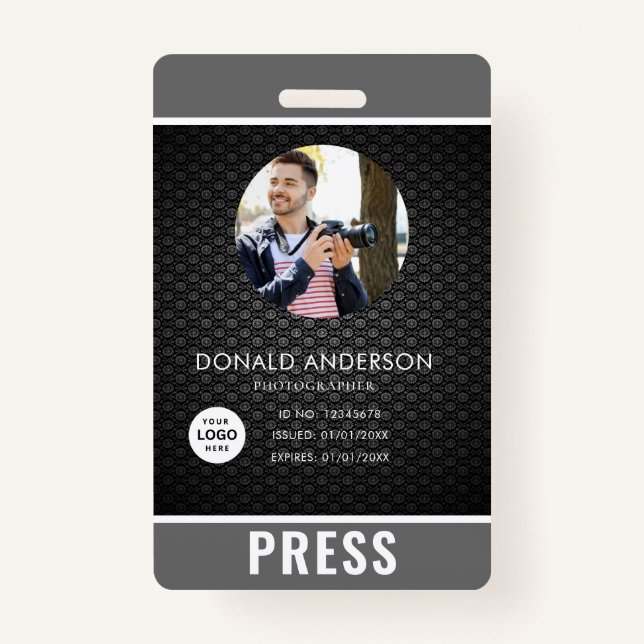 Photo Photographer Press Badge ID Badge (Front)