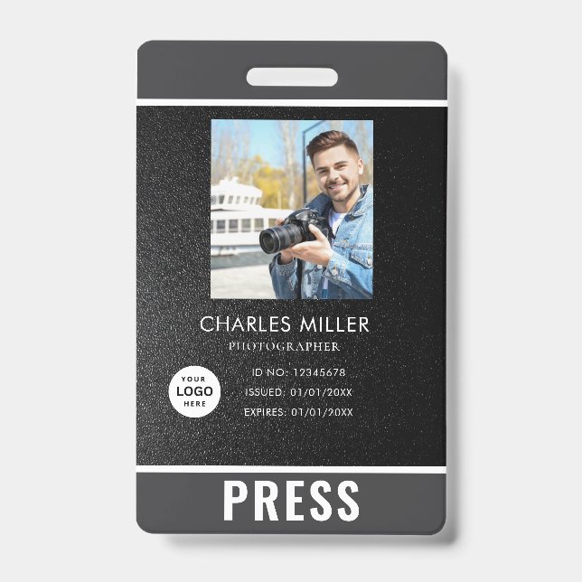 Photo Photographer Press Badge ID Badge (Front)