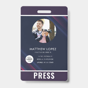 Photo Photographer Press Badge ID Badge